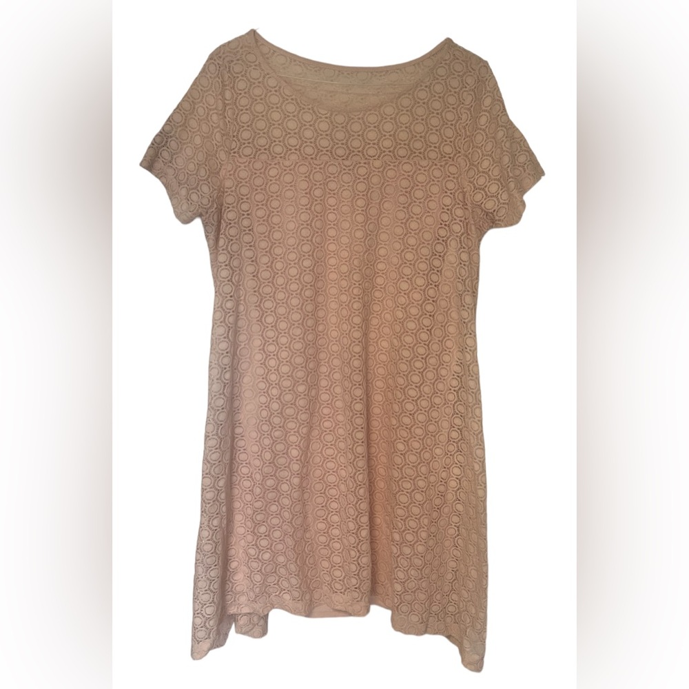 Lane Bryant Light Pink Baby Doll Crochet Tunic Flowy Lined Women’s Dress Sz18/20